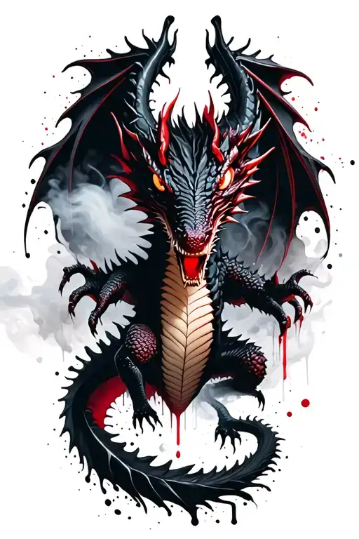 "Smoke" "Smoke" black dragon full body shaped like tattoo design idea