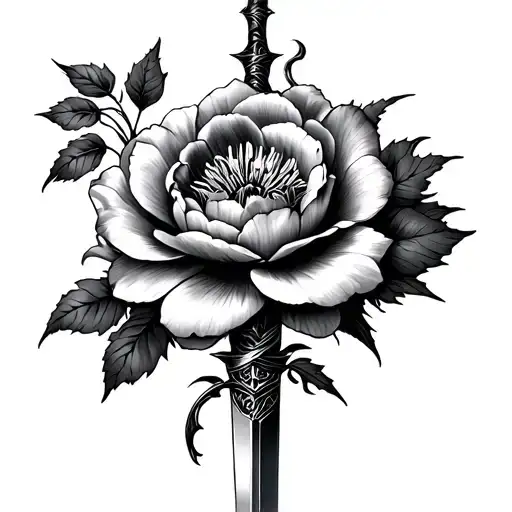 dagger flower wrapped tattoo design idea