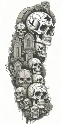 gothic trash polka headstones tattoo design idea