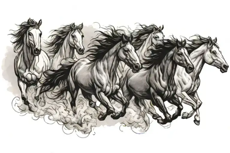 wild horses running on horizon tattoo design idea