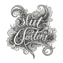 slut writing in cursive tattoo design idea
