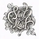 slut writing in cursive tattoo design idea