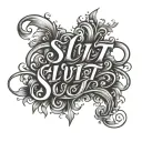 slut writing in cursive tattoo design idea