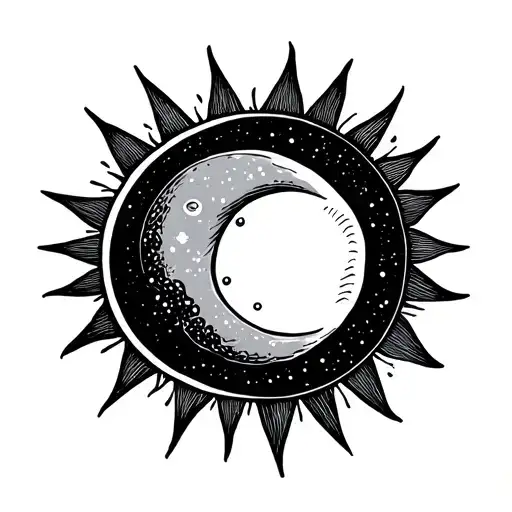 SIMPLE LINE TATTOO OF SUN AND MOON tattoo design idea