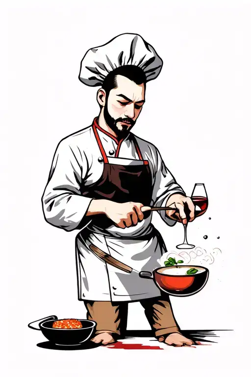 alcoholic chef cooking up a storm tattoo design idea