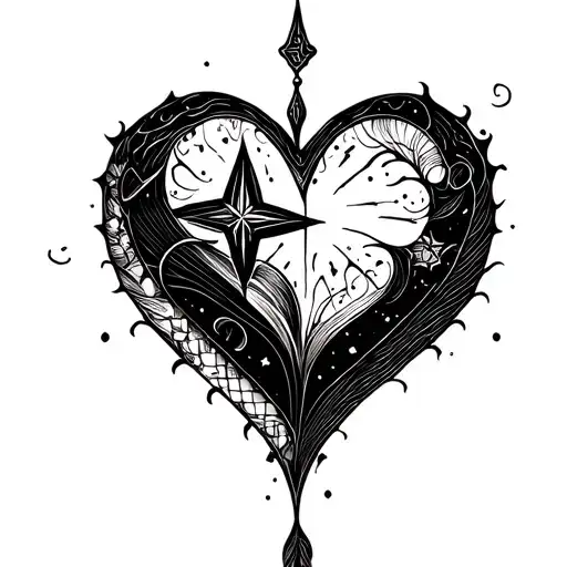 infinite heart with star tattoo design idea