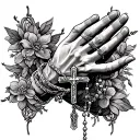 pray hand and rosary wrapped tattoo design idea