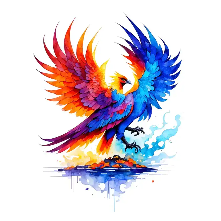 phoenix rising from the ashes tattoo design idea