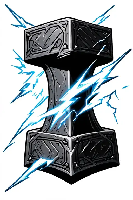 thor hammer and lightning tattoo design idea