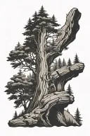 hiker in tree frame  tattoo design idea