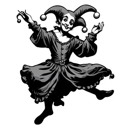 jester dancing a jig tattoo design idea