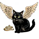 cat with angel wings tattoo design idea
