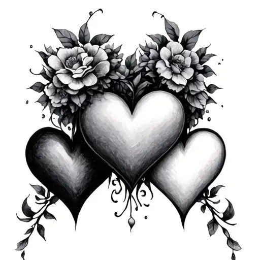 three hearts one for each sister tattoo design idea