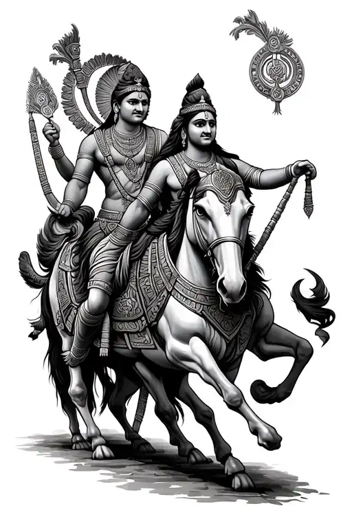 hindu chariot mahabharata arjuna tattoo design idea