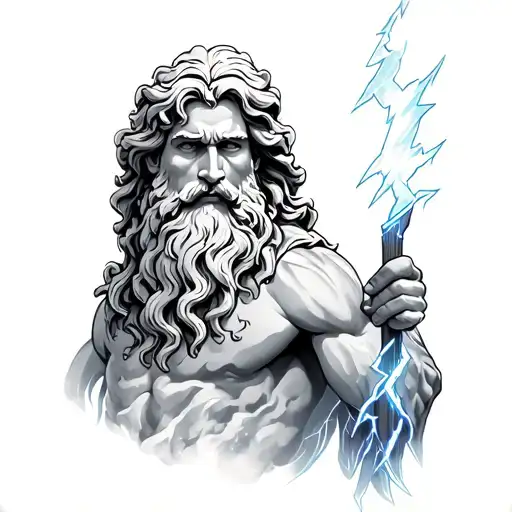 Greek gods Zeus holding a lightning bolt tattoo design idea