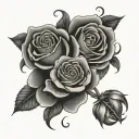 gemini symbol, rose with the name, honeysuckle flowers tattoo design idea