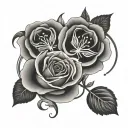 gemini symbol, rose with the name, honeysuckle flowers tattoo design idea