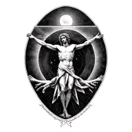 Knowledge is power and vitruvian man tattoo design idea