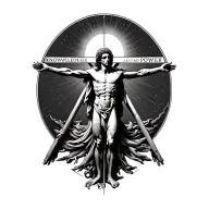 Knowledge is power and vitruvian man tattoo design idea