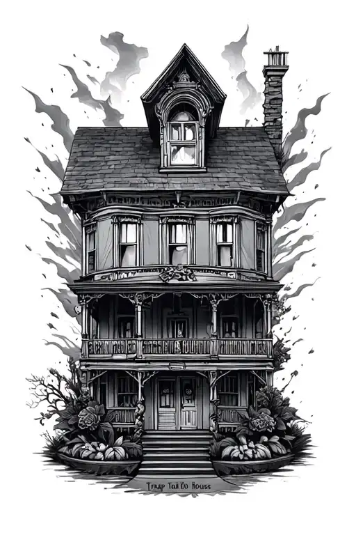 Trap House tattoo sleeve tattoo design idea