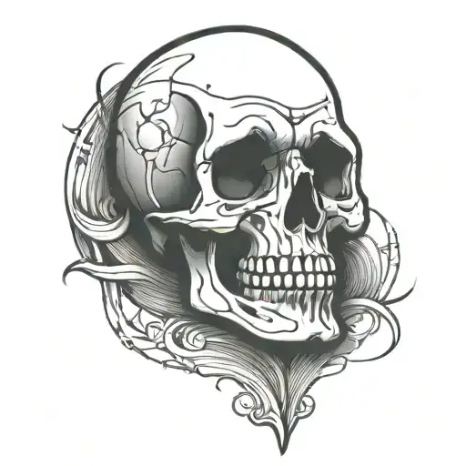 skull simple cartoon outlined tattoo design idea