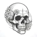 skull simple cartoon outlined tattoo design idea