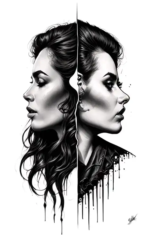 Split Personality tattoo design idea