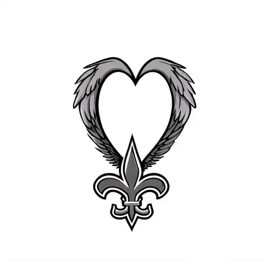 New Orleans saints logo integrated with heart and wings  tattoo design idea