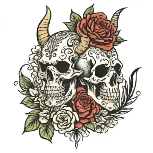 skull capricorn mandala semetrical carnation love second chance tattoo design idea