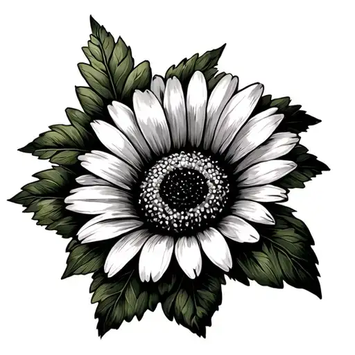 birth month flowers daisy gladious leaf bee tattoo design idea