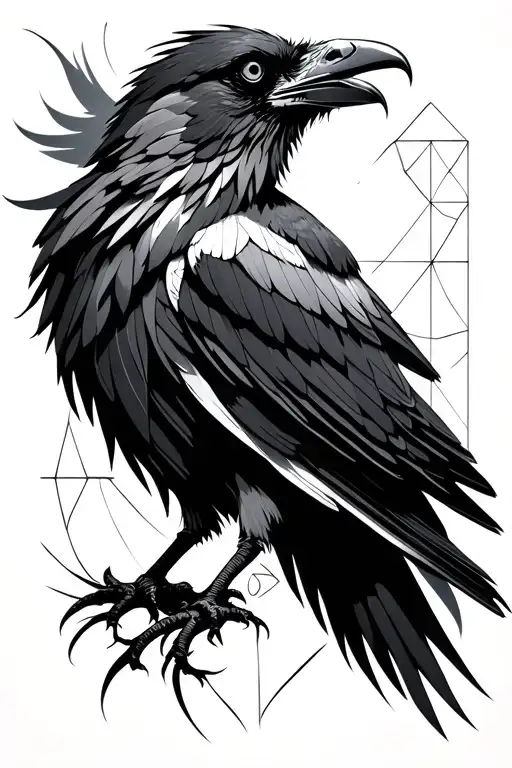 sacred geometry geometric abstract raven tattoo tattoo design idea