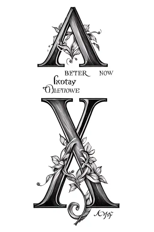 Small letter A with love bible verse intertwined tattoo design idea