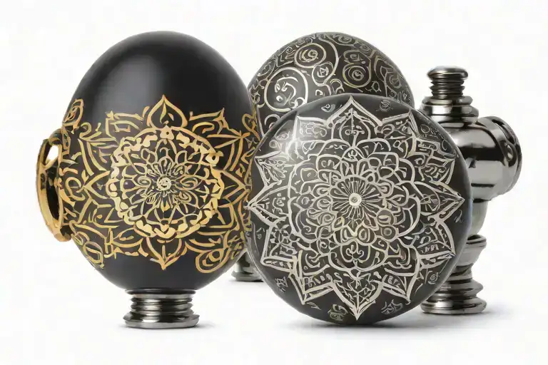motorbike gear shift knob with intricate mandala tattoo design idea