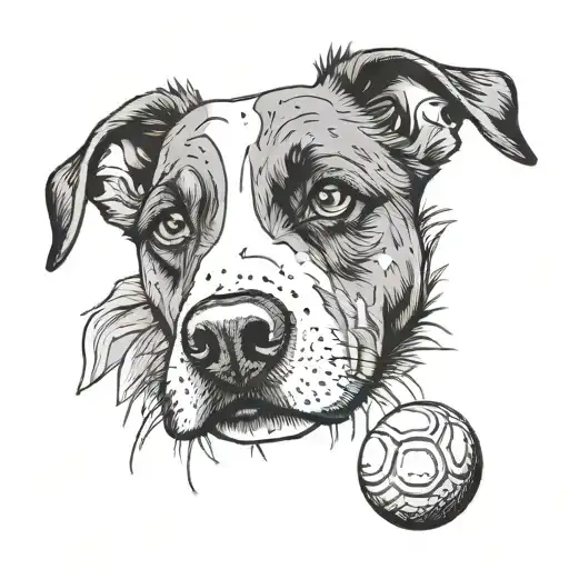 dog nose print and tennis balls  tattoo design idea