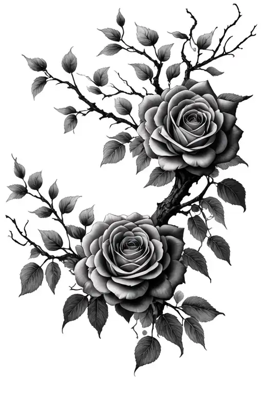 willow tree with roses negative space themed tattoo tattoo design idea