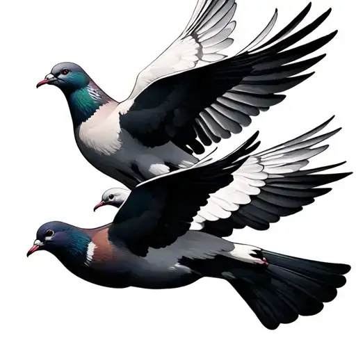 three doves flying together tattoo design idea