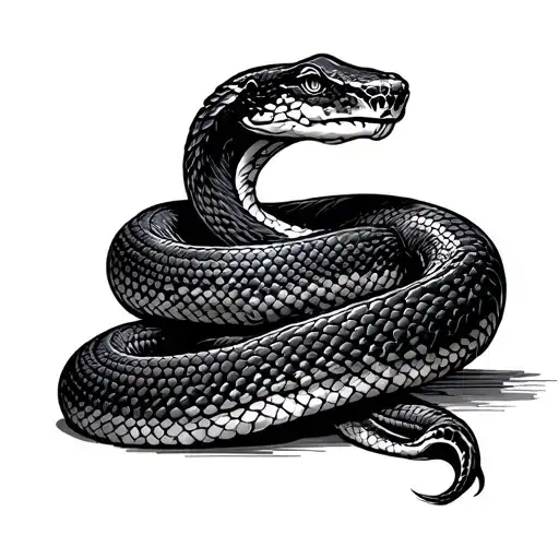 old school snake coiled tattoo design idea