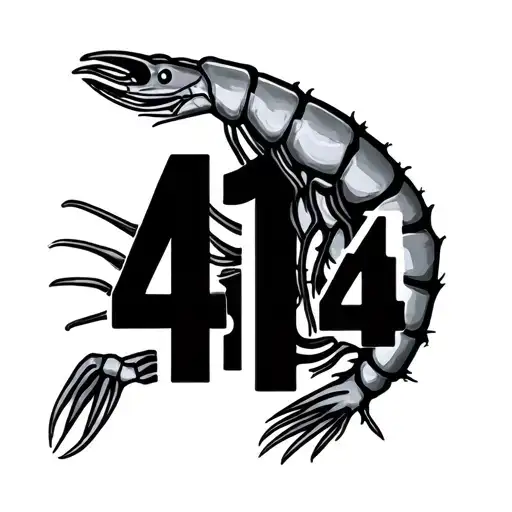 "414" a shrimp tattoo design idea