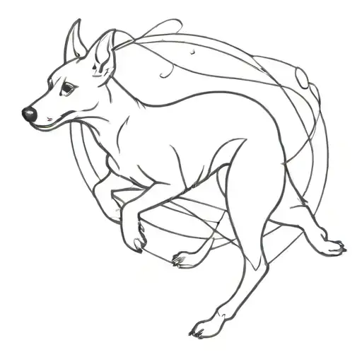 I want a black and white tattoo. Let Mudi be the type of dog that wants to catch hoops while jumping in the air. tattoo design idea