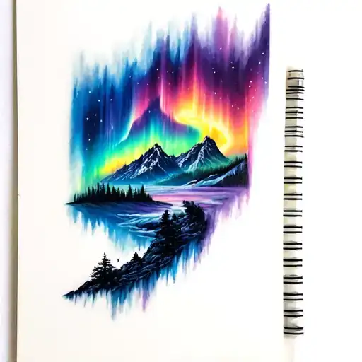 aurora borealis colors tattoo design idea