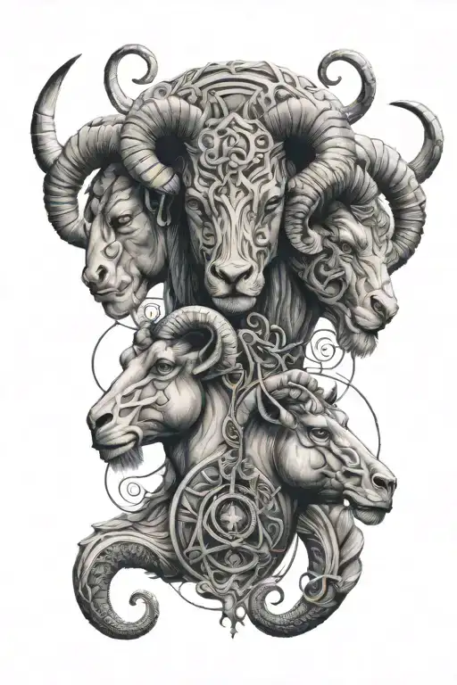 Aries, Gemini, libra zodiac sign intertwined within tattoo design idea