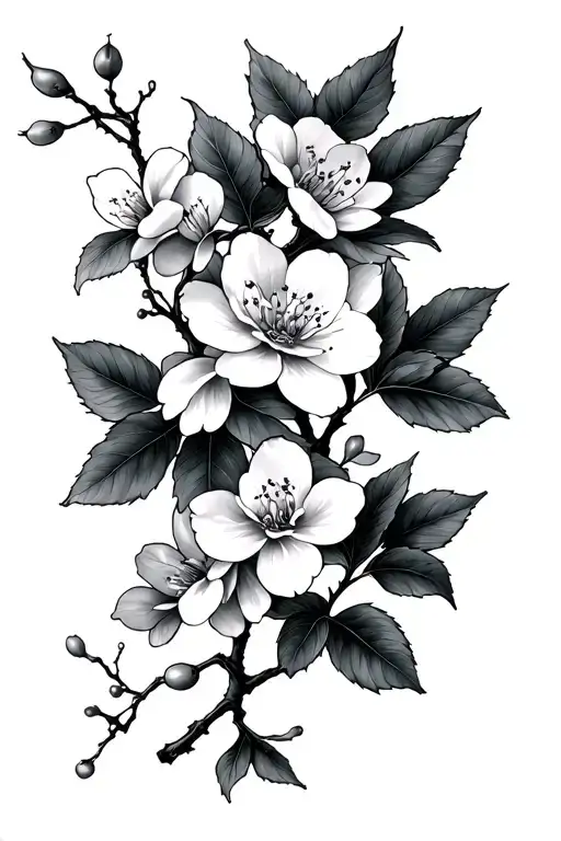 cherry blossoms vine tattoo design idea