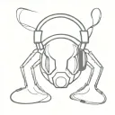 A minimalist design of a spider with headphones listening to music tattoo design idea