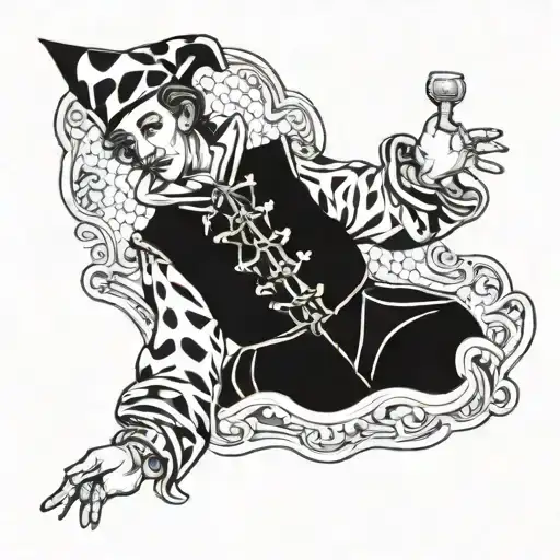 court jester on a $100 bill tattoo design idea