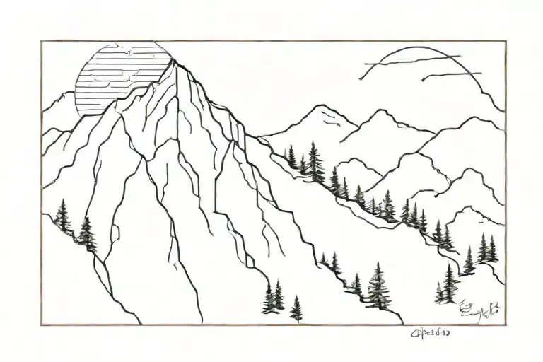 gods blessings be on you in the years a head with a mountain  tattoo design idea