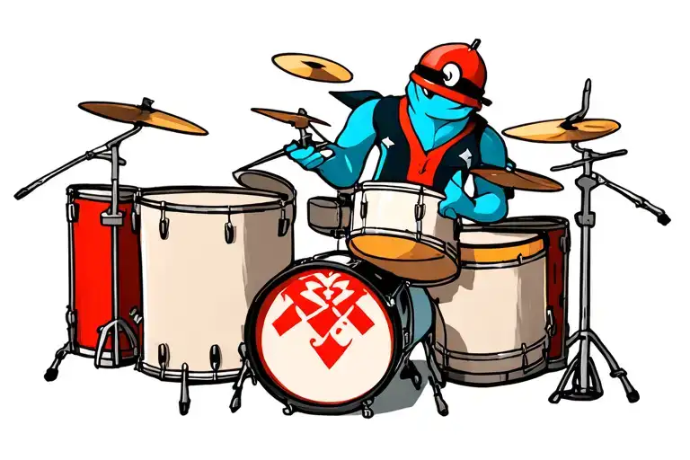 a pokeman playing the drums tattoo design idea
