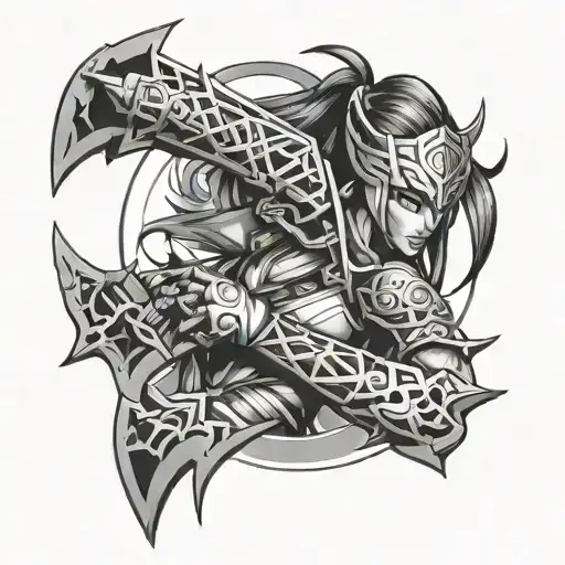 akali weapon tattoo design idea