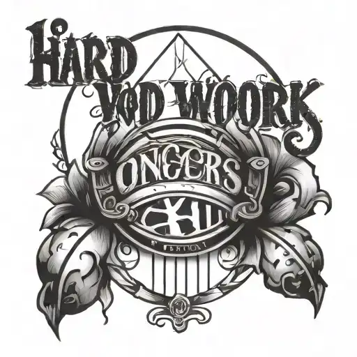 hard work conquers all tattoo design idea