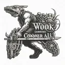 hard work conquers all tattoo design idea