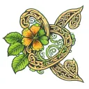 four leaf clover horseshoe intertwined tattoo design idea